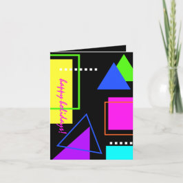 レトロ80sネオン図形ヴィンテージ休日クリスマス写真 シーズンカード