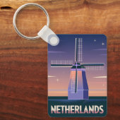 レトロ80sネオン気化波オランダ風車 キーホルダー (正面)