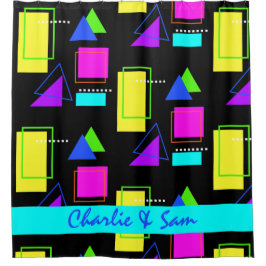 レトロ80Sネオン蛍光カラフル虹の形 シャワーカーテン