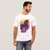 レトロ80'sネオン ユニコーン (1) tシャツ (正面フル)