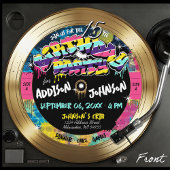 レトロ80sヒップホップフォト金ゴールドレコード誕生日パーティー 招待状