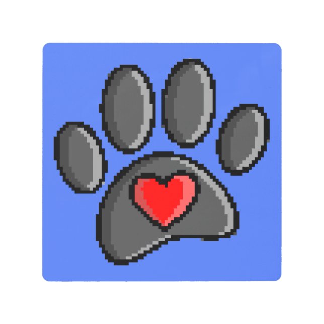 レトロ80sビデオゲーム8ビットピクセルアートドッグポープリント メタルプリント (正面)