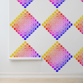 レトロ80sピクセル化ガラスキューブチェッカーボードスクエア 壁紙