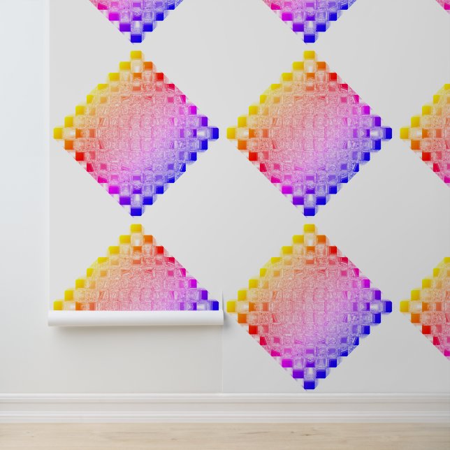 レトロ80sピクセル化ガラスキューブチェッカーボードスクエア 壁紙 (アプリケーション)