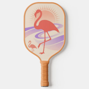 レトロ80sフラミンゴビーブスパステルサンセット ピックルボールラケット