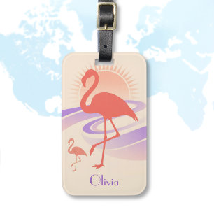 レトロ80sフラミンゴビーブスパステルサンセット ラゲッジタグ