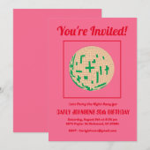 レトロ80sホットピンクレッドグリーンディスコ50誕生日 招待状 (正面/裏面)