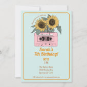 レトロ80sミュージックガールズ誕生日 招待状 (正面)