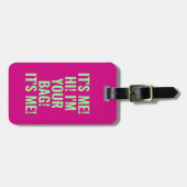 レトロ80sミントグリーンマゼンタピンクおもしろい色 ラゲッジタグ (正面横)