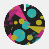 レトロ80sメンフィス幾何デザイン ガラスオーナメント (裏面)