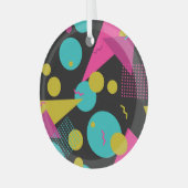 レトロ80sメンフィス幾何デザイン ガラスオーナメント (正面左)