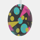 レトロ80sメンフィス幾何デザイン ガラスオーナメント (正面右)