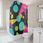 レトロ80sメンフィス幾何デザイン シャワーカーテン (インサイチュ)