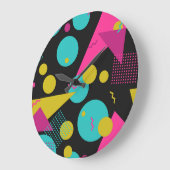 レトロ80sメンフィス幾何デザイン ラージ壁時計 (傾斜)