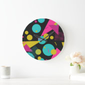 レトロ80sメンフィス幾何デザイン ラージ壁時計 (ホーム)