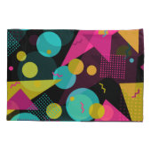 レトロ80sメンフィス幾何デザイン 枕カバー (裏面)