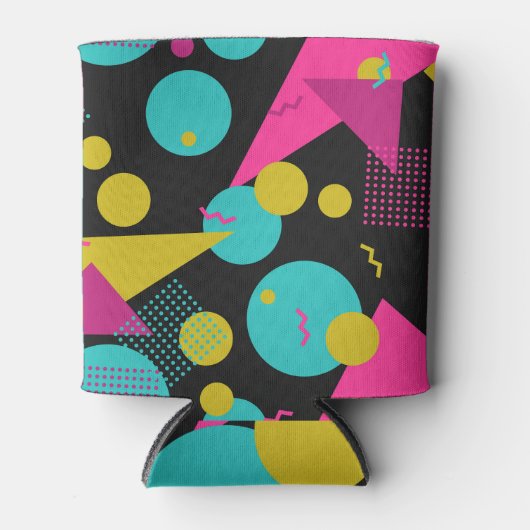 レトロ80sメンフィス幾何デザイン 缶クーラー (正面)