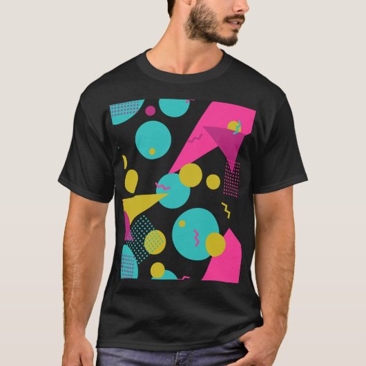 レトロ80sメンフィス幾何デザイン tシャツ (正面)