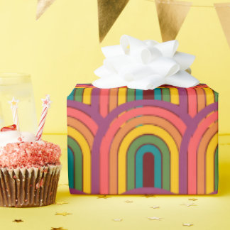 レトロ80sレインボーマルーン ラッピングペーパー