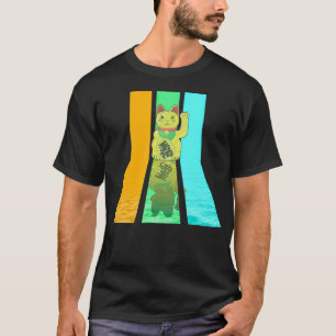 レトロ80sヴィンテージスタイルラッキーキャット tシャツ