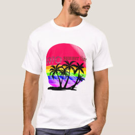 「レトロ80s夏のVibe Tシャツ – Rainbow Palm Suns