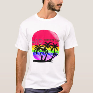 「レトロ80s夏のVibe Tシャツ – Rainbow Palm Suns