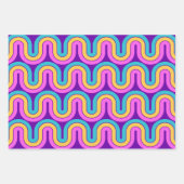 レトロ80s幾何勾配波デザイン ラッピングペーパーシート (正面3)