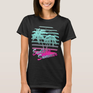 レトロ80s気化波トロピカルエンドレスサマーブルー tシャツ
