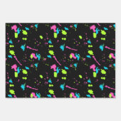 レトロ80s絵を描(ばちゃばちゃ)跳ねるストライプグラフィティドードル ラッピングペーパーシート (正面2)