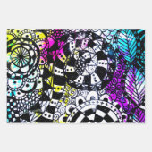 レトロ80s絵を描(ばちゃばちゃ)跳ねるストライプグラフィティドードル ラッピングペーパーシート (正面)