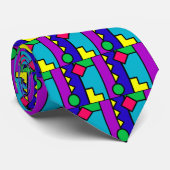 レトロ80s色のブロック ネクタイ (ロール)