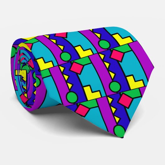 レトロ80s色のブロック ネクタイ (ロール)