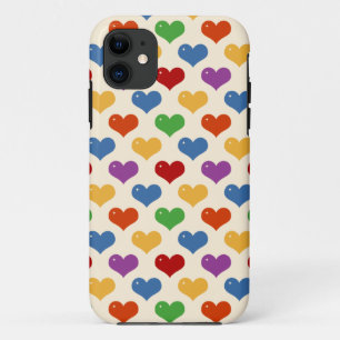 レトロ80s虹のガーリーなかわいいのかわいいハートパターン iPhone 11 ケース