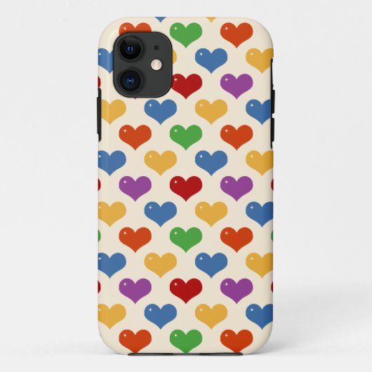 レトロ80s虹のガーリーなかわいいのかわいいハートパターン Case-Mate iPhoneケース (裏面)