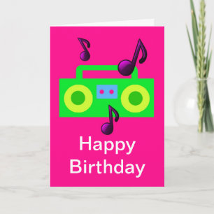 レトロ80s誕生日のハッピーバースデーのboombox音楽 カード