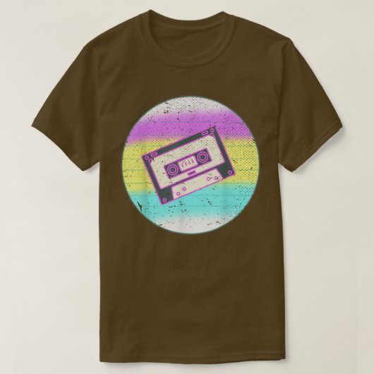 レトロ80s音楽カセット合成波Art Vaporwave M Tシャツ (デザイン正面)