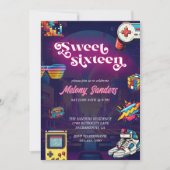レトロ80's スイート16 バースデーパーティー 招待状 (正面)