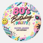 レトロ80's 誕生日 ラウンドシール (正面)