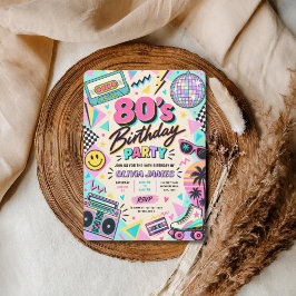 レトロ80's 誕生日 招待状