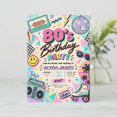 レトロ80's 誕生日 招待状 (スタンド正面)