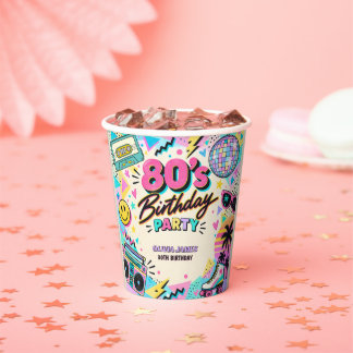 レトロ80's 誕生日 紙コップ