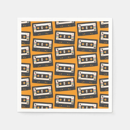 レトロ80's 90'sカセットテープ音楽誕生日パーティー スタンダードカクテルナプキン (正面)