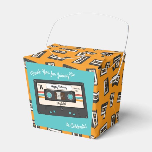 レトロ80's 90'sカセットテープ音楽誕生日パーティー フェイバーボックス (正面サイド)
