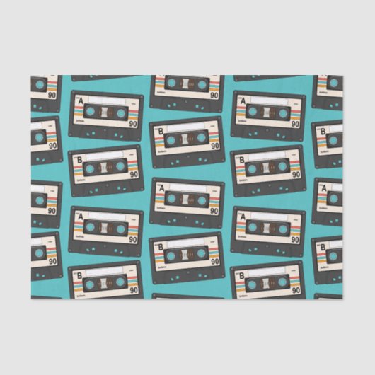 レトロ80's 90'sカセットテープ音楽誕生日パーティー 薄葉紙 (正面)