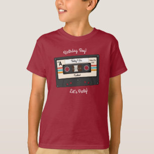 レトロ80's 90'sカセットテープ音楽誕生日パーティー tシャツ