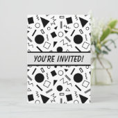 レトロ80s / 90sスタイル幾何形状招待状 招待状 (スタンド正面)