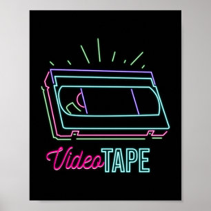 レトロ80s 90sネオンビデオテープVhs ポスター