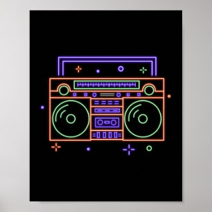 レトロ80s 90sネオンラジオゲトブラスターBoombox ポスター