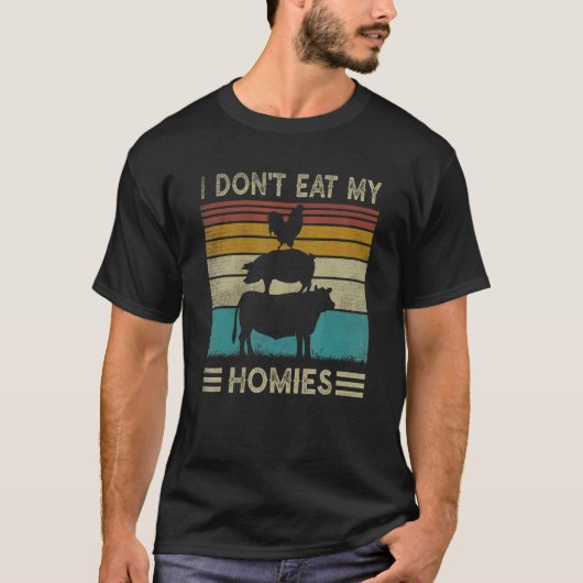 レトロ80s 90sベジタリアン私は私のHomiesの食べおもしろいではない Tシャツ (正面)