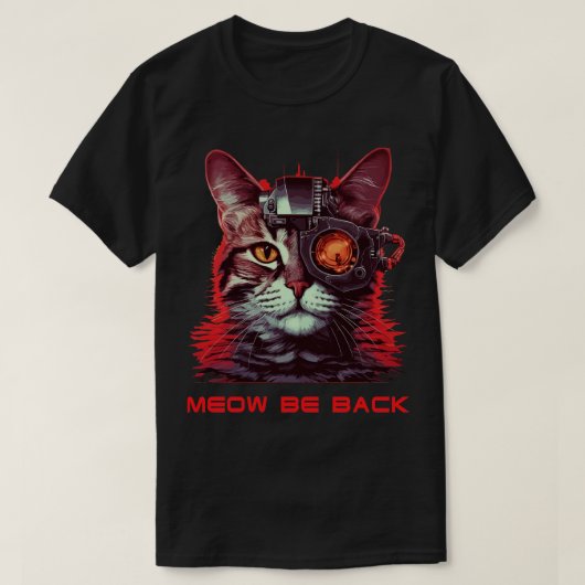 レトロ80s 90sロボット猫 tシャツ (デザイン正面)